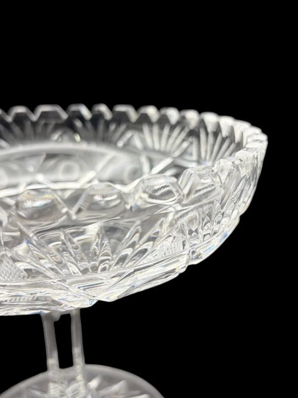 VTG American Brilliant Cut Crystal Compote Pedestal Candy Dish – Pinwheel